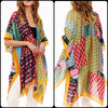 Multi Print Patch Design Translucent Cover Up Kimono - Lil Monkey Boutique