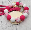 Beaded Silicone or Wood Wristlet / Keychain with Tassels or Wood Circle - Lil Monkey Boutique