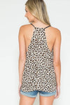 SPAGHETTI STRAP LEOPARD PRINT WITH V NECK BLACK ACCENT SLEEVELESS BLOUSE - Lil Monkey Boutique