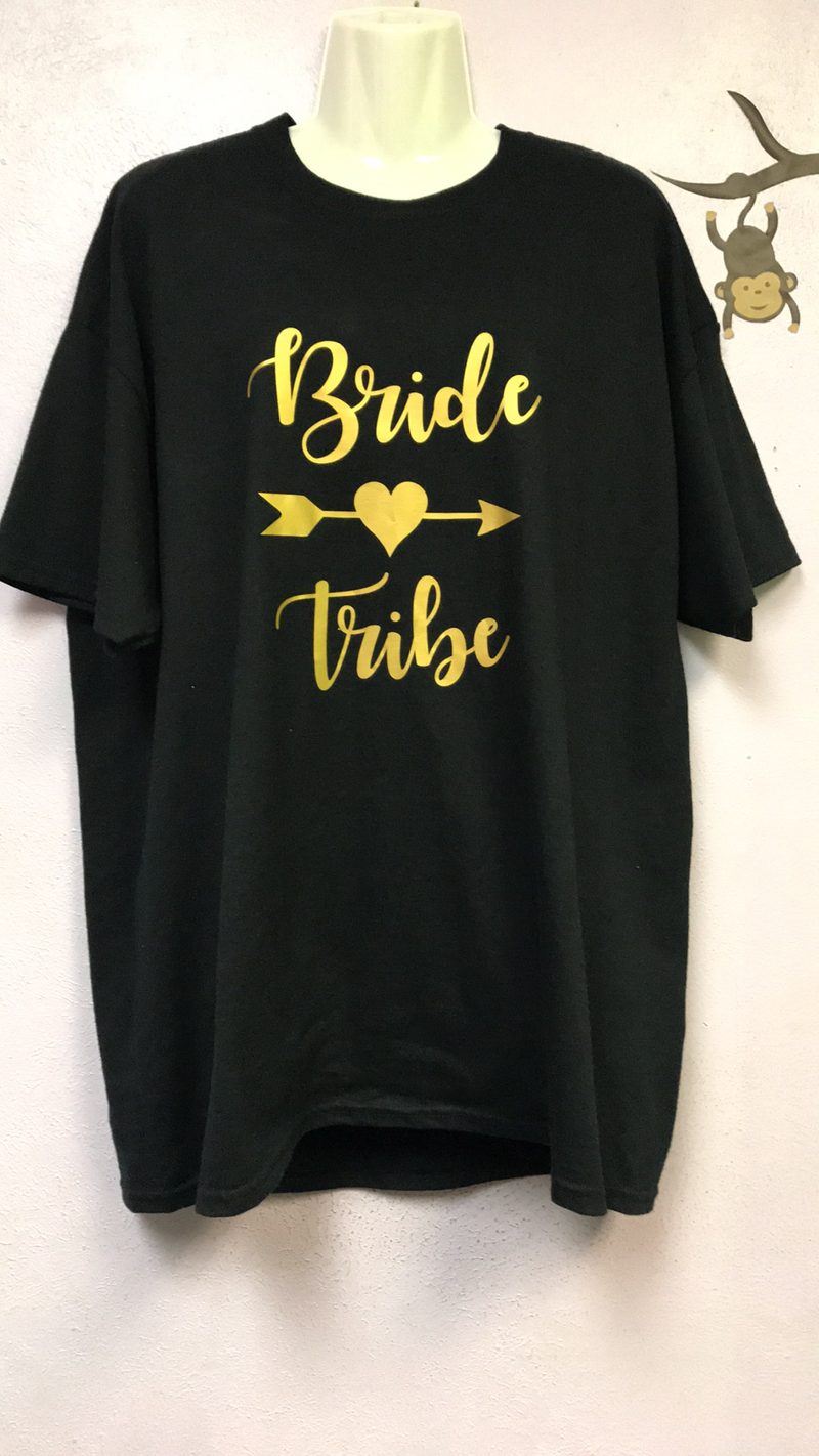 CUSTOM BRIDE TRIBE T-SHIRT WITH METALLIC GOLD VINYL - Lil Monkey Boutique