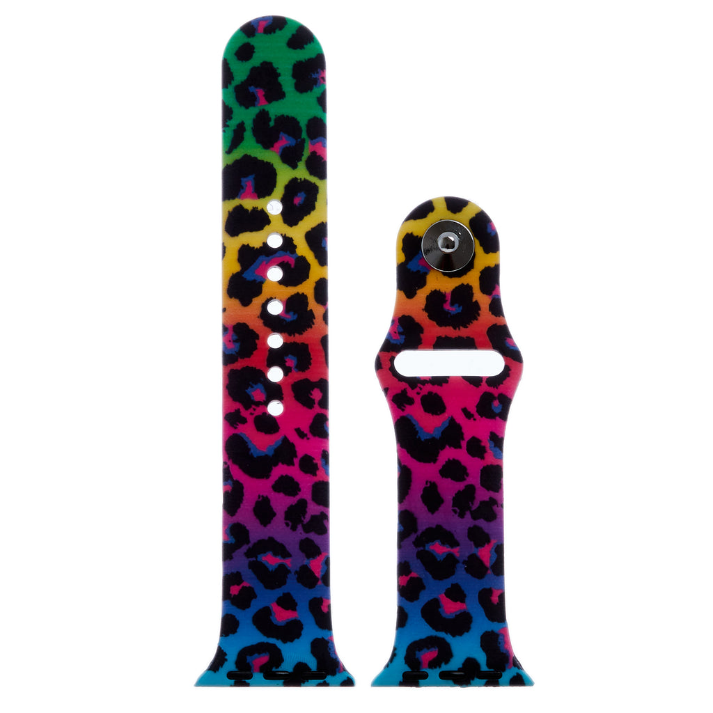 MULTICOLOR LEOPARD SILICONE APPLE WATCH BANDS STRAP WIDTH 38-40mm OR 42-44mm - Lil Monkey Boutique