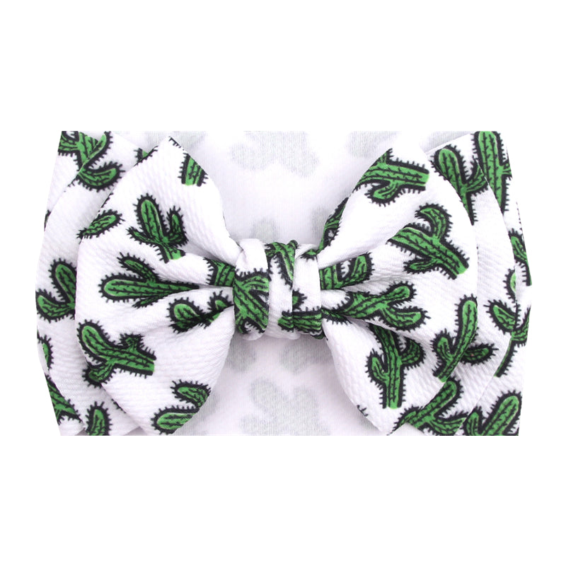 CACTUS PRINT ELASTIC STRETCH NYLON FABRIC INFANT OR TODDLER BOW HEADBANDS - Lil Monkey Boutique