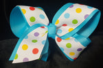 DOUBLE LAYER POLKA DOT BOWS (roughly 5in) - Lil Monkey Boutique