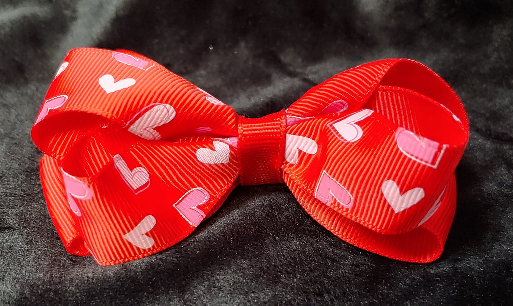SMALL HEART PRINT BOW (ROUGHLY 3.5") - Lil Monkey Boutique