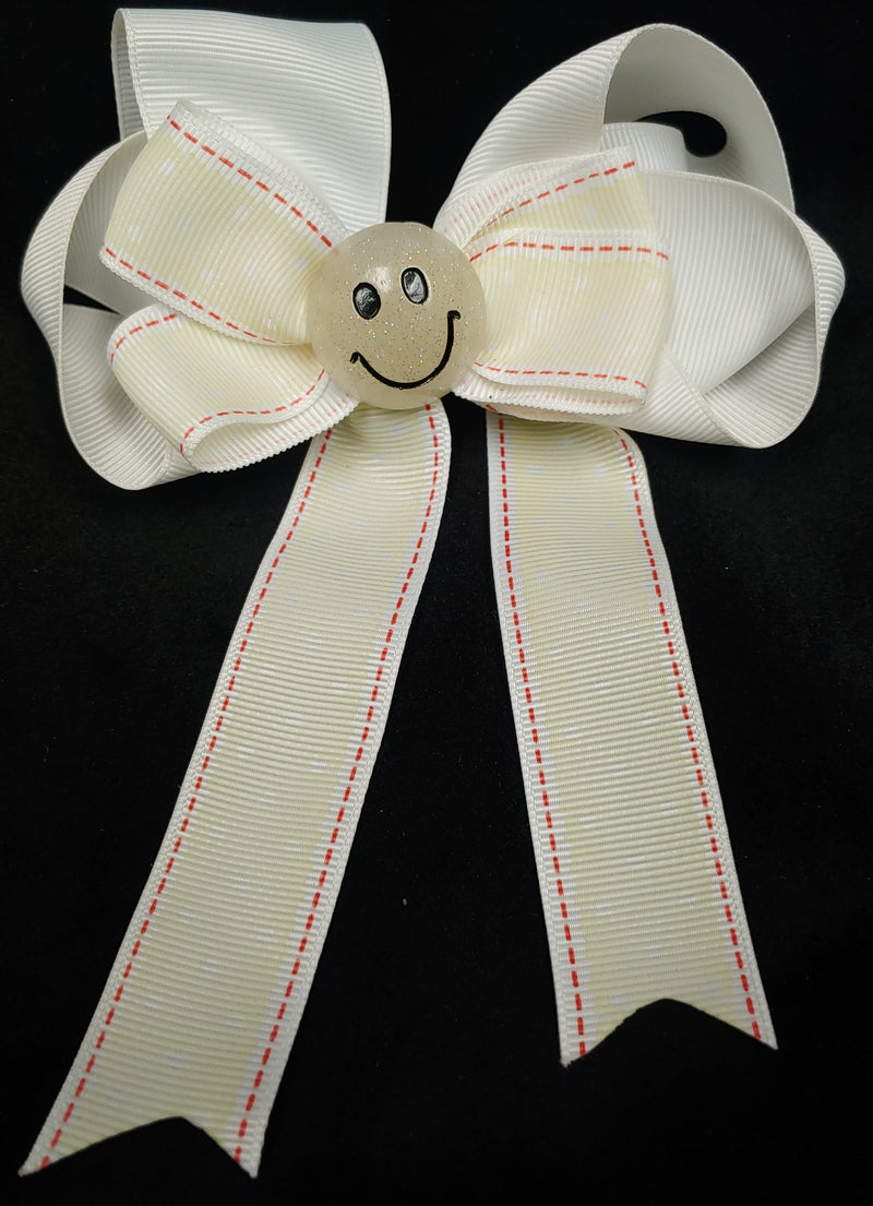 SMILEY FACE BOWS WITH TAILS (roughly 5in) - Lil Monkey Boutique