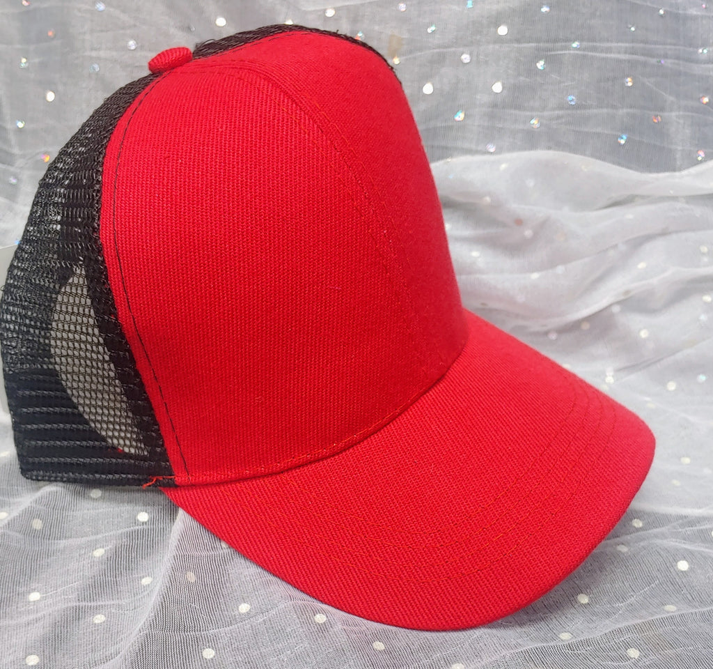 RED AND BLACK PONY HAT - Lil Monkey Boutique