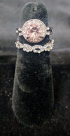 ROUND COLORED STONE RING WITH BLINGED OUT TWISTED BAND - Lil Monkey Boutique