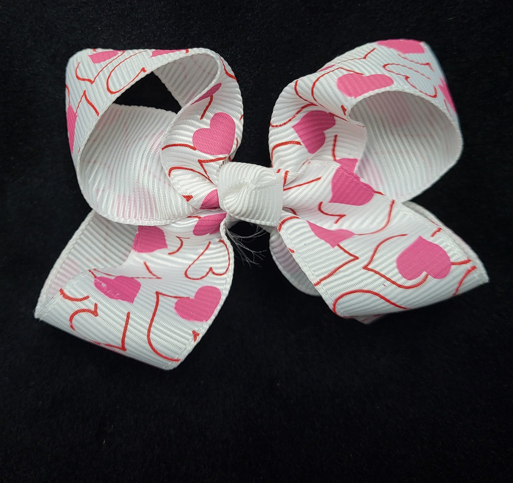 SMALL HEART PRINT BOW  (ROUGHLY 3"X3") - Lil Monkey Boutique