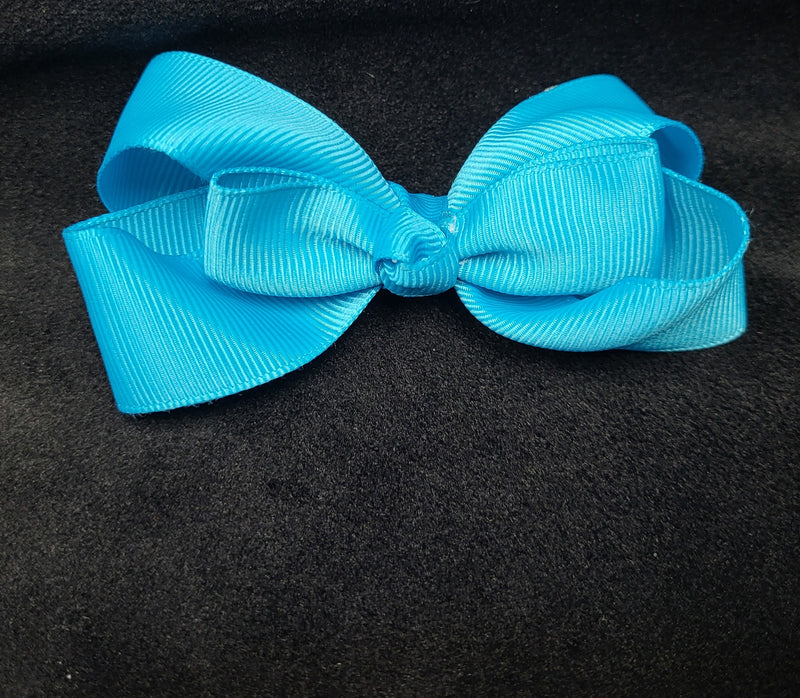 SOLID COLOR TURQUOISE BOW ( 3" ROUGHLY) - Lil Monkey Boutique