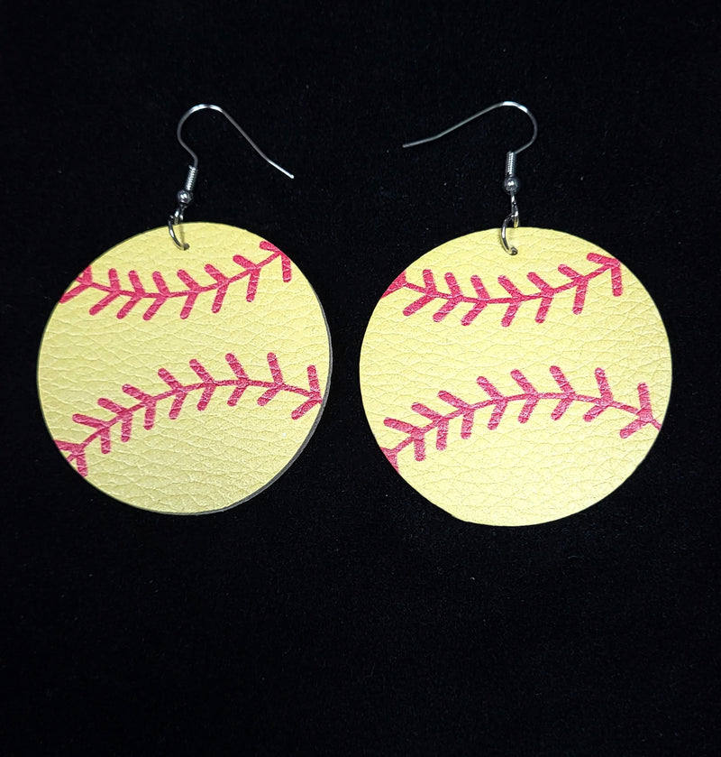 BASEBALL OR SOFTBALL ROUND EARRINGS - Lil Monkey Boutique
