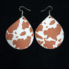 COW PRINT LIGHTWEIGHT FAUX LEATHER EARRINGS IN 2 COLORS - Lil Monkey Boutique
