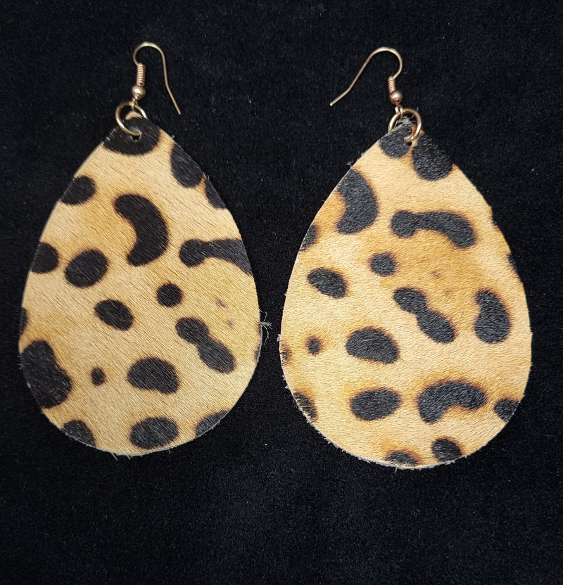 Tear Drop Faux Hide Leopard Earrings - Lil Monkey Boutique