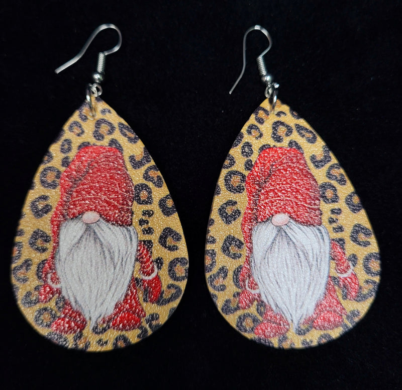 GNOME LEOPARD PRINT TEARDROP EARRINGS (PRINTED ON BOTH SIDES) - Lil Monkey Boutique