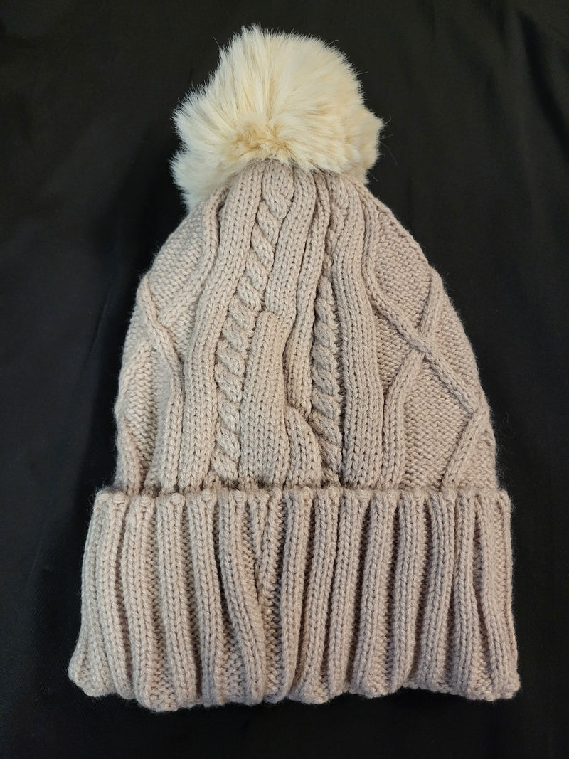 SOLID COLOR FUR LINED POM POM BEANIE - Lil Monkey Boutique