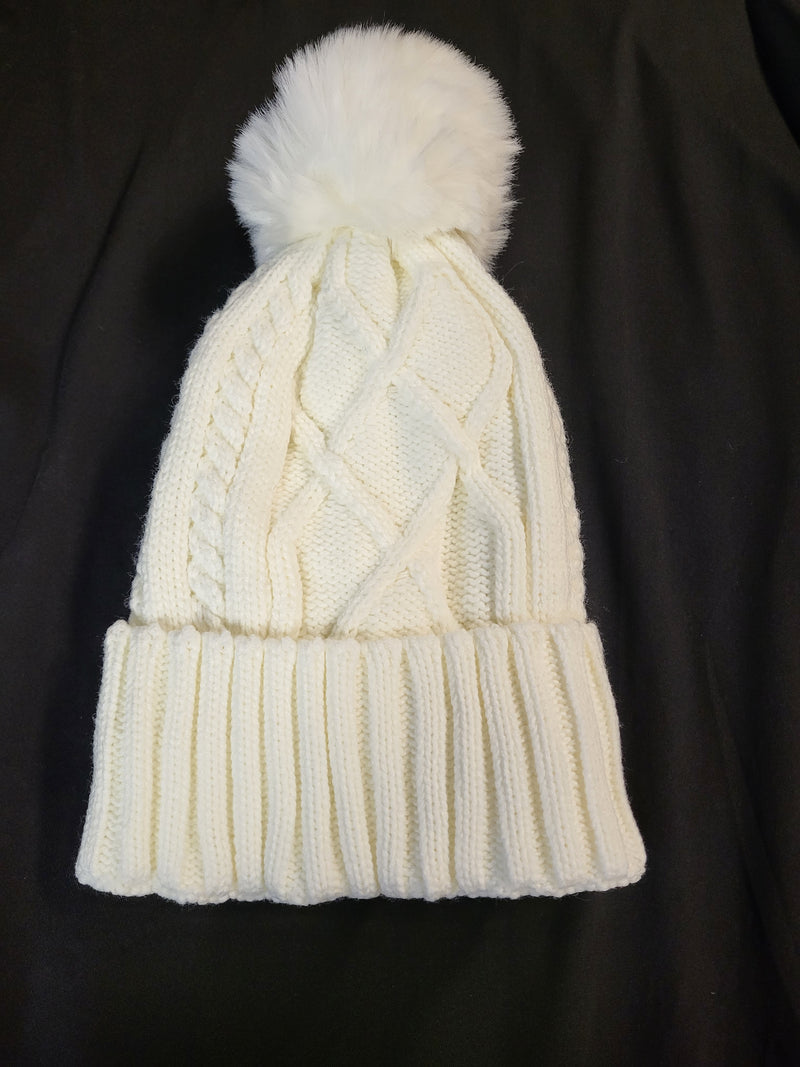 SOLID COLOR FUR LINED POM POM BEANIE - Lil Monkey Boutique