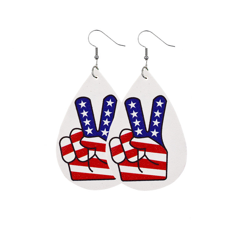 STARS & STRIPES PEACE SIGN FAUX LEATHER EARRINGS - Lil Monkey Boutique