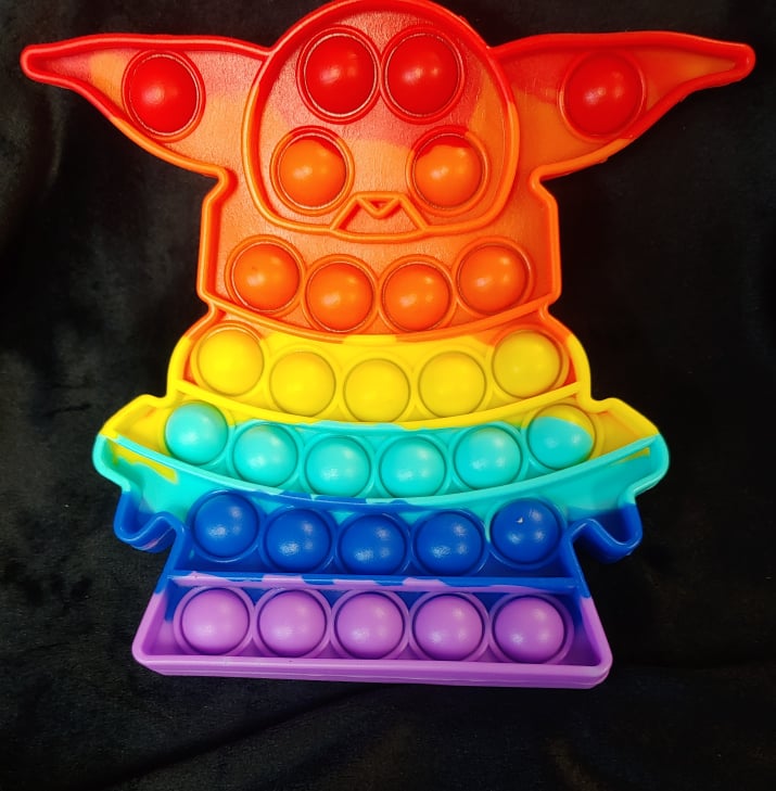 COLORFUL RAINBOW YODA TOYS (ROUGHLY 5 1/2 ” x 5 1/2”) - Lil Monkey Boutique