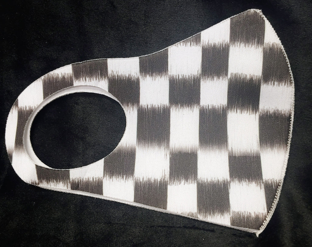 BLACK AND WHITE CHECKERED THICKER POLY MASK - Lil Monkey Boutique