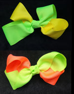 TWO TONE NEON COLOR  BOWS ( 4" ROUGHLY) - Lil Monkey Boutique