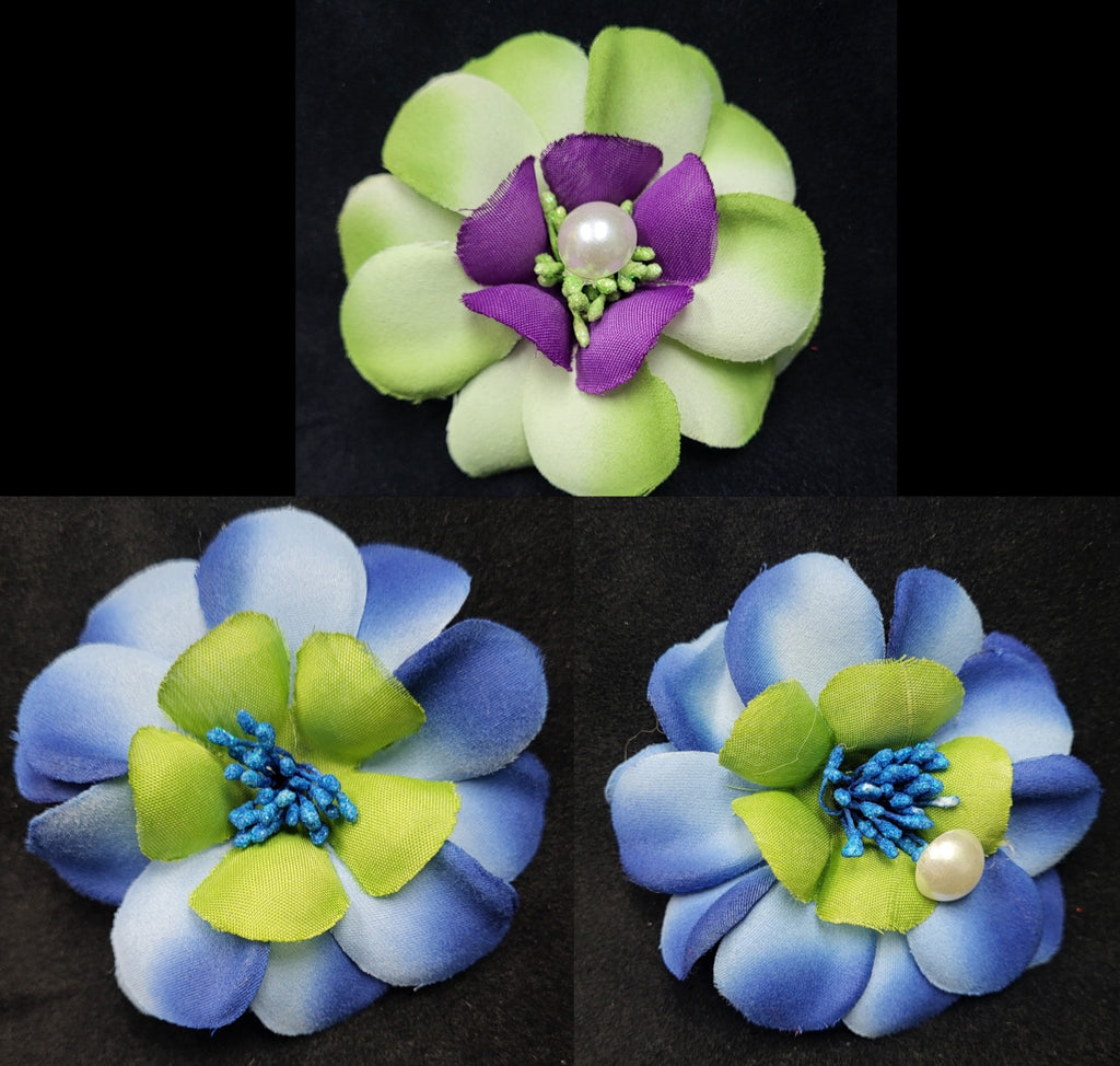 FLOWER BOWS WITH AND WITHOUT PEARL  (roughly 4in) - Lil Monkey Boutique