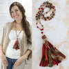 BEADED SNAKE SKIN PRINTED TASSEL NECKLACES - Lil Monkey Boutique