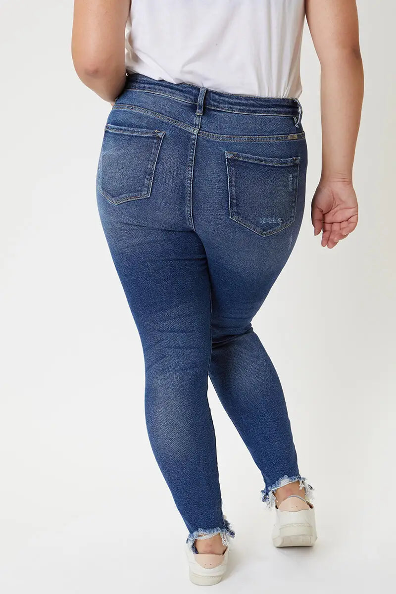 KAN CAN HIGH RISE ANKLE SKINNY JEANS - PLUS SIZE - Lil Monkey Boutique