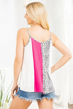 SLEEVELESS V NECK ANIMAL PRINT AND MULTI COLOR BLOCK TOP - Lil Monkey Boutique