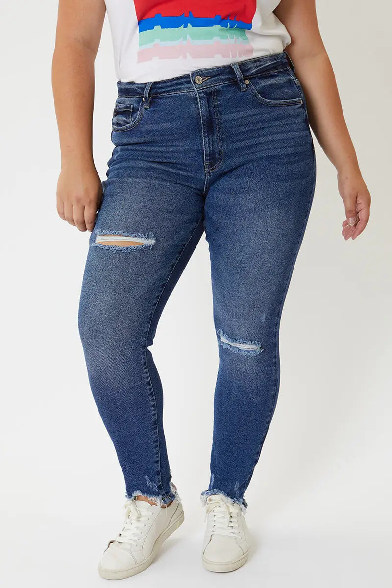 KAN CAN HIGH RISE ANKLE SKINNY JEANS - PLUS SIZE - Lil Monkey Boutique