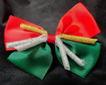 GOLD / SILVER SPARKLE CHRISTMAS BOWS (roughly 5in) - Lil Monkey Boutique