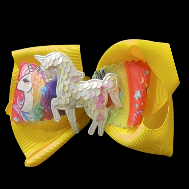 SEQUINS UNICORN BOW (roughly 5in) - Lil Monkey Boutique