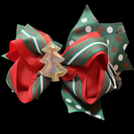TRIPLE LAYER POLKA DOT STRIPED CHRISTMAS BOWS (roughly 5in) - Lil Monkey Boutique