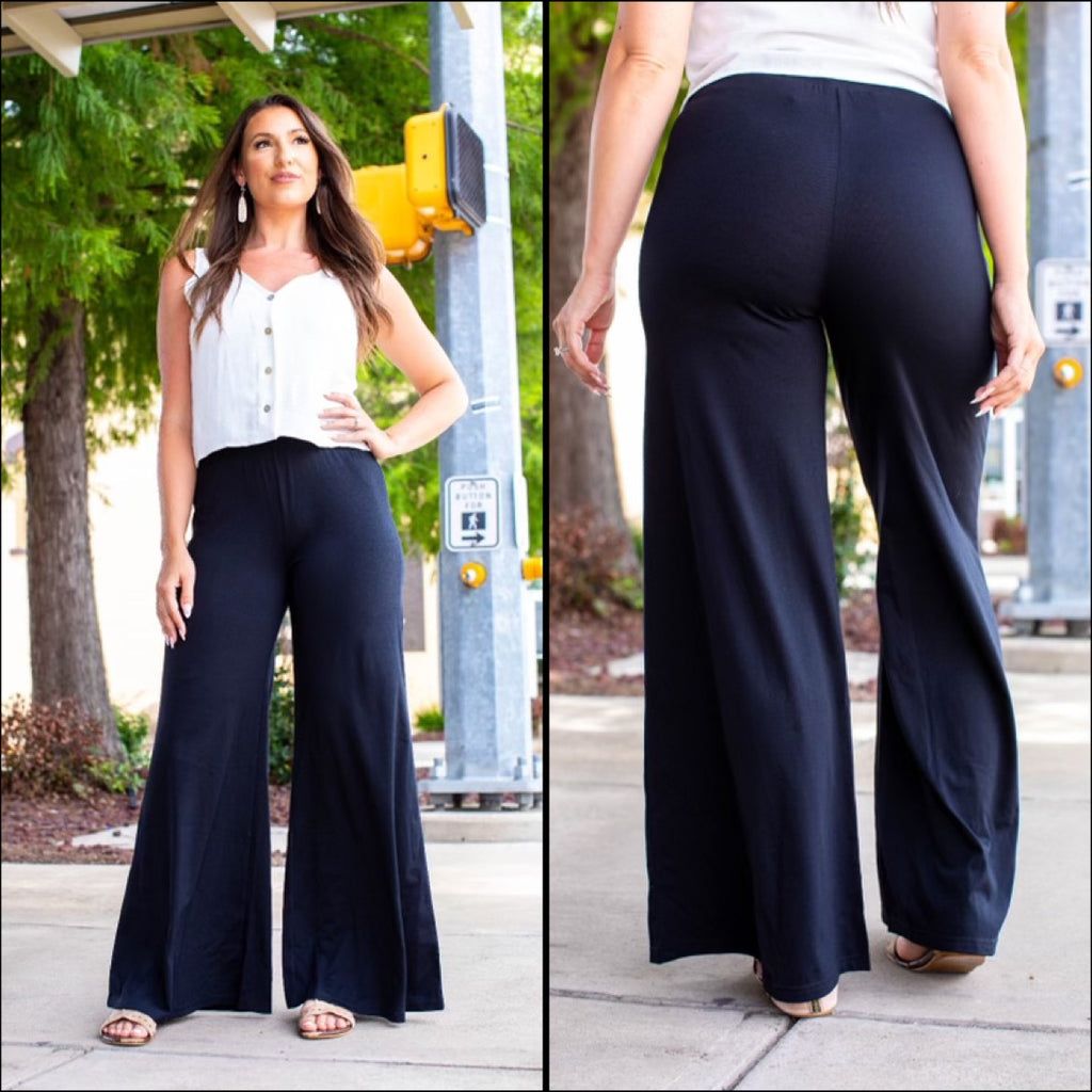 ESSENTIAL WIDE LEG PANTS IN BLACK, RED, OR PINK - Lil Monkey Boutique