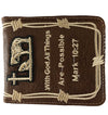 MENS WESTERN BIFOLD WALLET WITH GOD ALL THINGS ARE POSSIBLE MARK 10:27 OR UNISEX CHECK BOOK WALLET - Lil Monkey Boutique