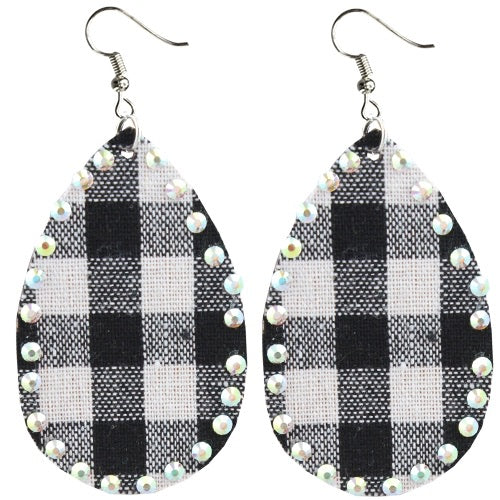 BLING BUFFALO PLAID TEAR DROP EARRINGS - Lil Monkey Boutique