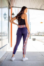 NAVY AND RUSTIC AZTEC AMERICANA COWSKULL LOUNGE LEGGINGS WITH PHONE POCKETS - Lil Monkey Boutique
