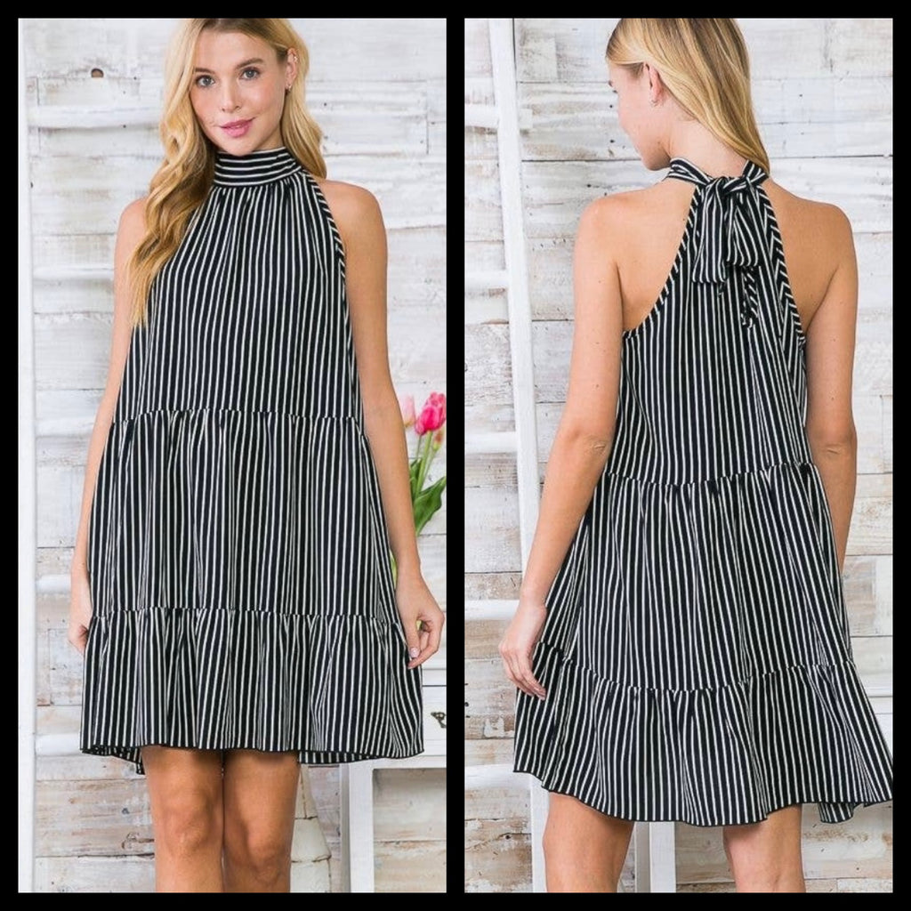 SLEEVELESS MAXI DRESS WITH RUFFLED DETAIL & TIES IN BACK - Lil Monkey Boutique