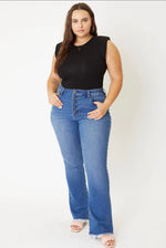 High Rise Exposed Button Bootcut Kan Can Jeans Plus - Lil Monkey Boutique
