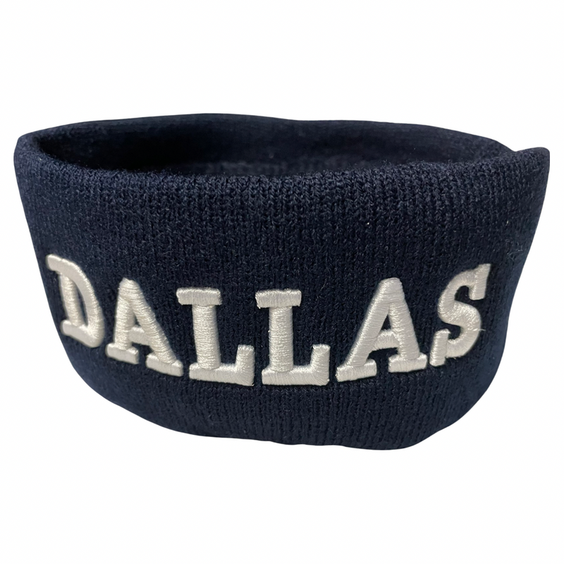 DALLAS NAVY OR GRAY WARM EMBROIDERED EAR WARMER HEADBAND - Lil Monkey Boutique
