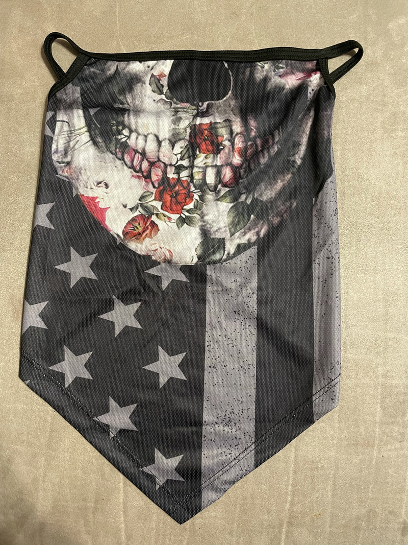 SKULL, FLAG, & FLORAL NECK GAITER WITH EAR LOOPS - Lil Monkey Boutique