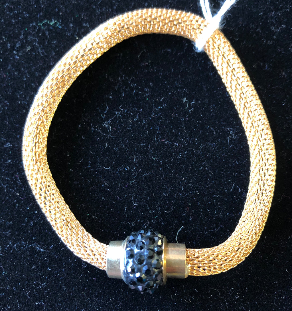 GOLD SLIP ON BRACELET WITH JEWEL - Lil Monkey Boutique