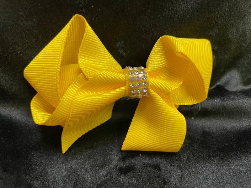 SMALL RHINESTONE CENTER BOW (APPROX 3”) - Lil Monkey Boutique