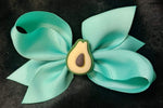 CHERRIES PINEAPPLE STRAWBERRY WATERMELON CARROTS OR AVACADO CENTER SOLID COLOR BOWS (ROUGHLY 4") - Lil Monkey Boutique