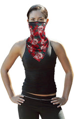 SKULL AND ROSES NECK GAITERS WITH EAR LOOPS THAT YOU CAN USE, OR WEAR WITHOUT USING - Lil Monkey Boutique