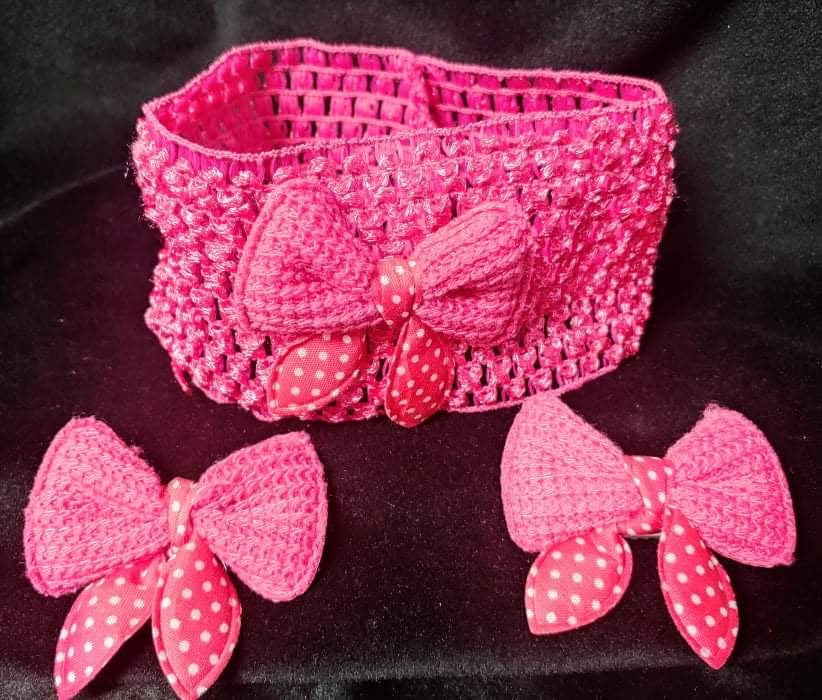 SET OF WIDE HEADBAND WITH MATCHING BOWS - Lil Monkey Boutique