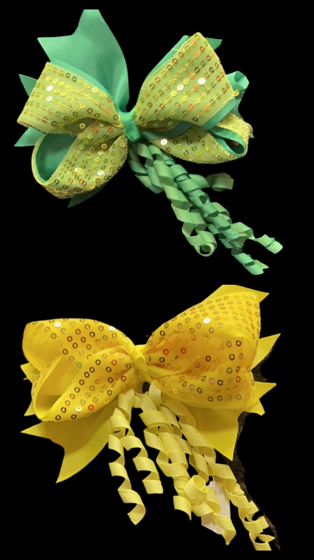 SEQUINS RIBBON TAIL BOWS (roughly 5in) - Lil Monkey Boutique