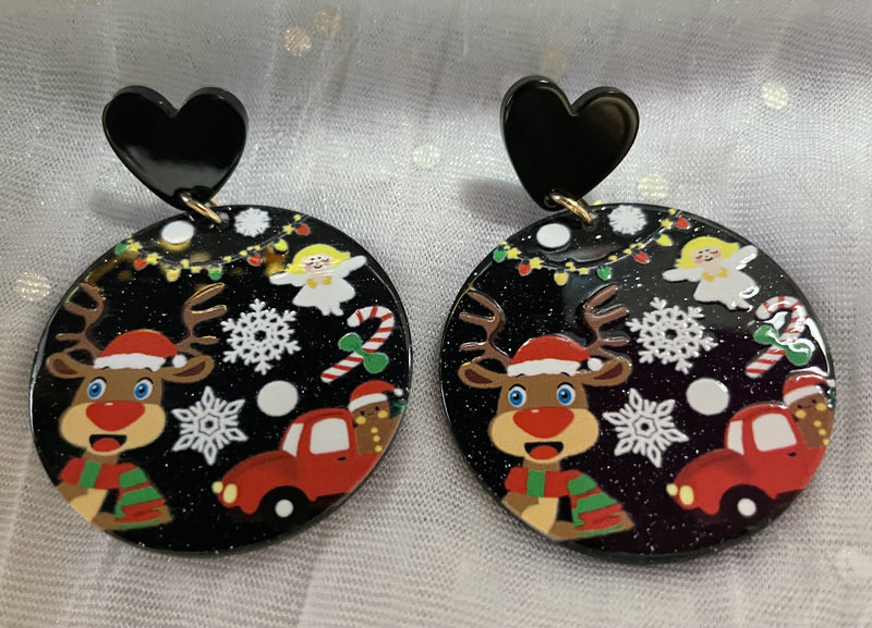 LIGHTWEIGHT RUDOLPH TRUCK AND SNOWFLAKE EARRINGS - Lil Monkey Boutique