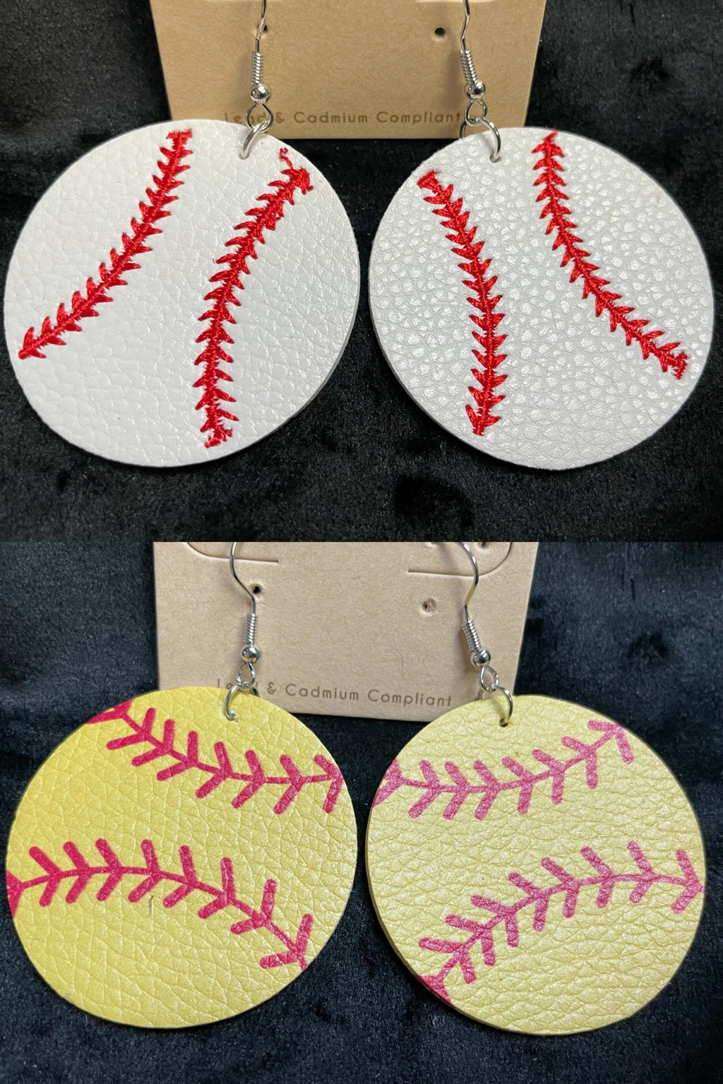 BASEBALL OR SOFTBALL ROUND EARRINGS - Lil Monkey Boutique