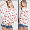 THREE QUARTER SLEEVE HEART PRINT TOP WITH ONE SHOULDER DETAIL - Lil Monkey Boutique