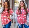 LONG SLEEVE BLOUSE WITH SEQUINED SLEEVES - Lil Monkey Boutique