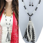 FABRIC AND LACE TASSEL NECKLACE SET - Lil Monkey Boutique